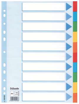 Papírové rozlišovače Esselte - A4, 10 barev