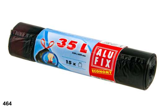 Pytle na odpadky Alufix Economy - zatahovací, černé, 35 l, 15 µm, 15 ks