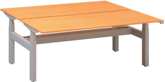 Výškově stavitelný stůl ALFA UP/duotable - 180 cm, buk Bavaria/stříbrný