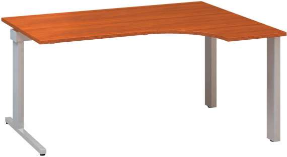 Psací stůl Alfa 305 - ergo, pravý, 160 cm, třešeň/stříbrný