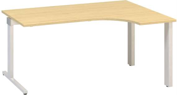 Psací stůl Alfa 305 - ergo, pravý, 160 cm, dub Vicenza/stříbrný
