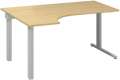 Psací stůl Alfa 305 - ergo, levý, 160 cm, divoká hruška/stříbrný