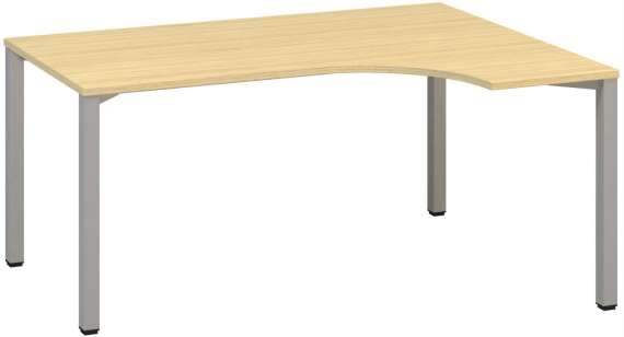 Psací stůl Alfa 200 - ergo, pravý, 160 cm, dub Vicenza/stříbrný
