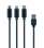 Nabíjecí kabel Gembird 3 v 1 - 1 m, USB A Male / Micro USB + USB-C + Lightning, opletený, černý