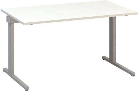 Psací stůl Alfa 305 - 140 cm, bílý/stříbrný