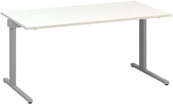 Psací stůl Alfa 305 - 160 cm, bílý/stříbrný