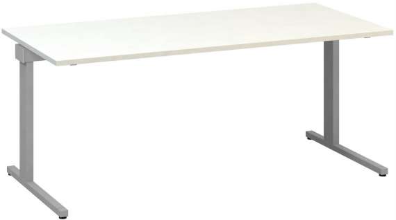 Psací stůl Alfa 305 - 180 cm, bílý/stříbrný