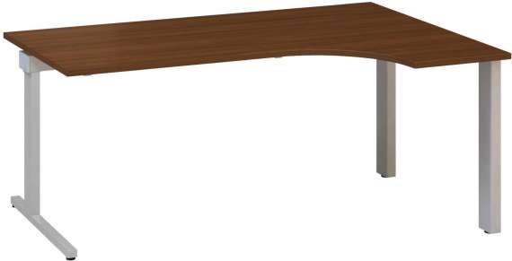 Psací stůl Alfa 305 - ergo, pravý, 180 cm, ořech/stříbrný