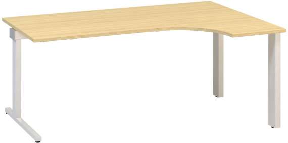 Psací stůl Alfa 305 - ergo, pravý, 180 cm, dub Vicenza/stříbrný