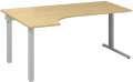 Psací stůl Alfa 305 - ergo, levý, 180 cm, divoká hruška/stříbrný