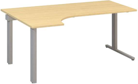 Psací stůl Alfa 305 - ergo, levý, 180 cm, dub Vicenza/stříbrný