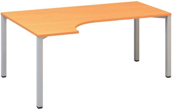 Psací stůl Alfa 200 - ergo, levý, 180 cm, buk Bavaria/stříbrný