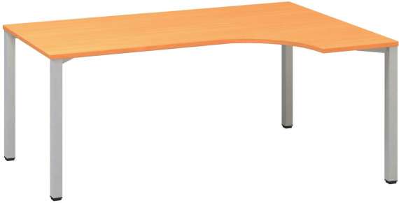 Psací stůl Alfa 200 - ergo, pravý, 180 cm, buk Bavaria/stříbrný