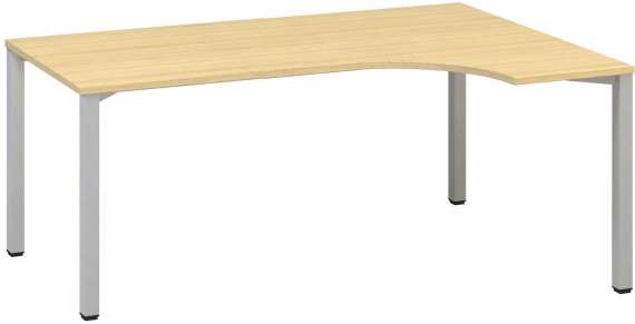 Psací stůl Alfa 200 - ergo, pravý, 180 cm, dub Vicenza/stříbrný
