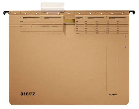 Závěsné desky s rychlovazačem Leitz Alpha - hnědé, 25 ks