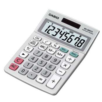 Stolní kalkulačka Casio MS 88 ECO - 8místný displej, stříbrná