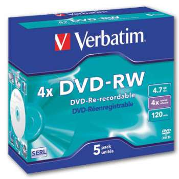 DVD-RW Verbatim - přepisovatelné - standard box, 5 ks