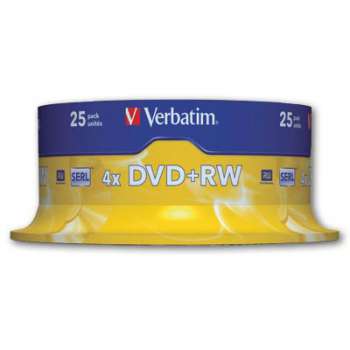 DVD+RW Verbatim - přepisovatelné, cake box, 25 ks
