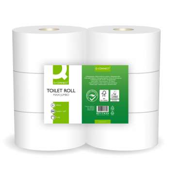 Toaletní papír jumbo Q-Connect - 2vrstvý, bílý, 25 cm, 6 rolí