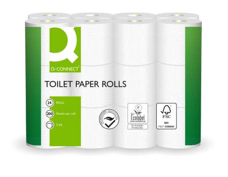 Toaletní papír Q-Connect - 2vrstvý, bílý recykl, 22 m, 24 rolí