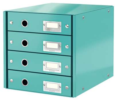Zásuvkový box Leitz Click&Store WOW - 4 zásuvky, ledově modrá