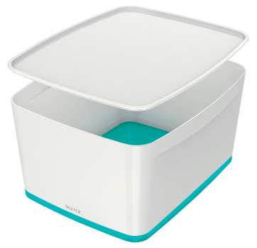 Úložná krabice s víkem L Leitz MyBox - bílá/ledově modrá