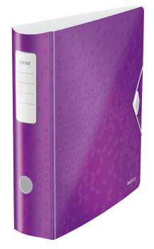 Pákový pořadač Leitz WOW 180° - A4, celoplastový, 8,2 cm, purpurový