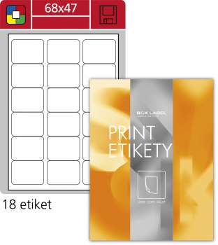 Univerzální etikety S&K Label - bílé, 68 x 47 mm, 1800 ks