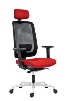 Kancelářská židle Eclipse Net - s podhlavníkem, synchronní, červená