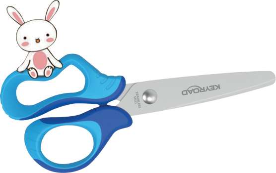 Dětské nůžky KEYROAD Soft - 13 cm, modré, na blistru