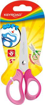 Dětské nůžky KEYROAD Soft - 13 cm, růžové, na blistru