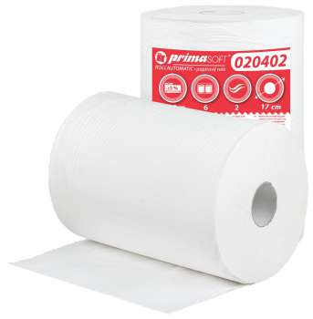 Papírové ručníky v roli Primasoft - 2vrstvé, rollautomatic, bílé, 150m, 6 rolí