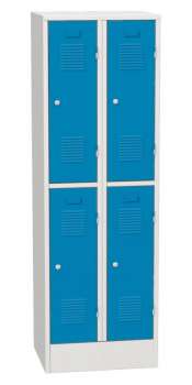 Kovová šatní skříň - 185 x 60 x 50 cm, uzamykatelná, čtyřdveřová, modrá