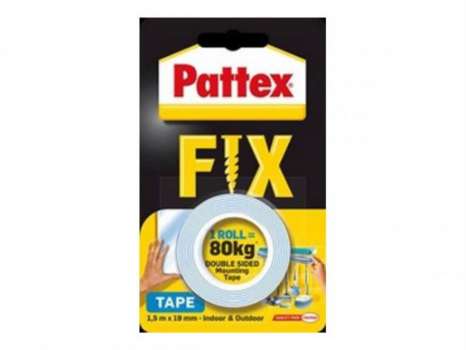 Oboustranná lepicí páska Pattex - FIX, montážní, 80 kg, 19 mm x 1,5 m, 1 ks