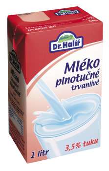 Trvanlivé mléko Dr.Halíř - plnotučné,  3,5%, 1 l