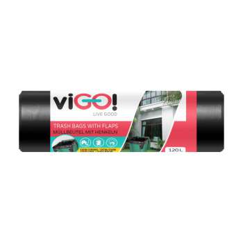 Pytle na odpad viGO! - s uchy, 120 l, 26 mic, 10 ks, černé