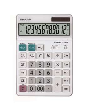 Stolní kalkulačka Sharp EL340W - 12-míst, nakl. displej, bílá