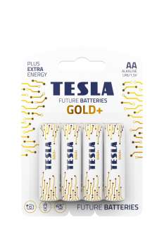 Alkalické baterie Tesla GOLD+ - 1,5V, LR6, typ AA, 4 ks