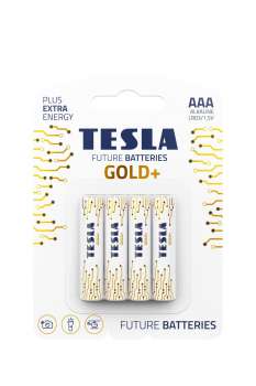Alkalické baterie Tesla GOLD+ - 1,5V, LR03, typ AAA, 4 ks
