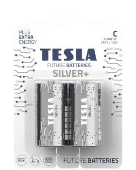 Alkalické baterie Tesla SILVER+ - 1,5V, LR14, typ C, 2 ks