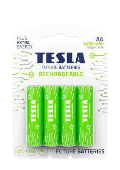 Nabíjecí baterie Tesla GREEN+ - AA, 2 450 mAh, 4 ks