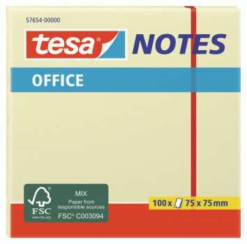 Samolepicí bloček Tesa - 75 × 75 mm, žlutý, 100 lístků