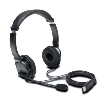 Sluchátka Kensington USB-A HiFi s mikrofonem - drátová, černá