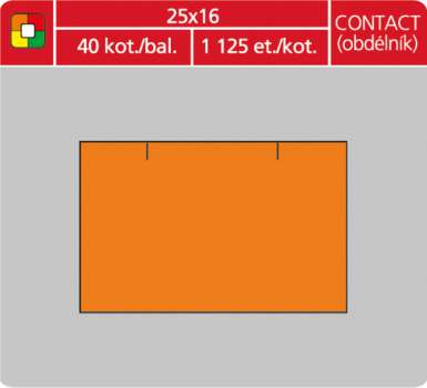 Cenové etikety CONTACT - 25x16, 1125 ks, oranžové