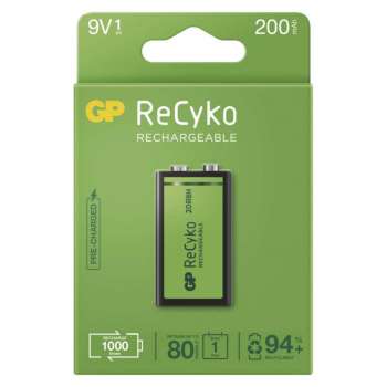 Nabíjecí baterie GP ReCyko - článek, 9 V, 200 mAh, 1 ks