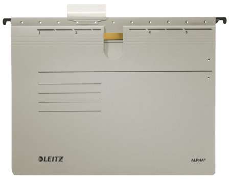 Závěsné desky s rychlovazačem Leitz Alpha - šedé, 25 ks