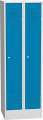 Kovová šatní skříň - 185 x 60 x 50 cm, uzamykatelná, dvoudveřová, modrá