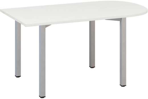 Přídavný stůl konferenční Alfa 200 - 80 x 150 cm, bílý/stříbrný