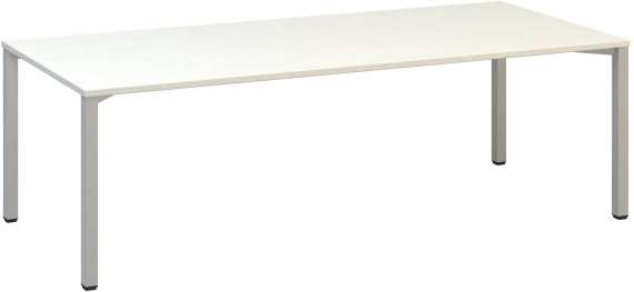 Jednací stůl Alfa 420 - 240 x 100 cm, bílý/stříbrný