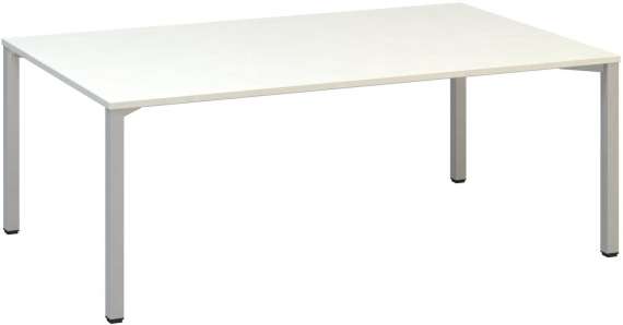 Jednací stůl Alfa 420 - 200 x 120 cm, bílý/stříbrný